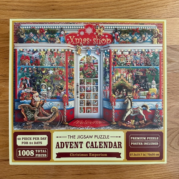 NIB Advent Calendar Jigsaw Puzzle Christmas Shop 1000 Piece - Picture 1 of 10
